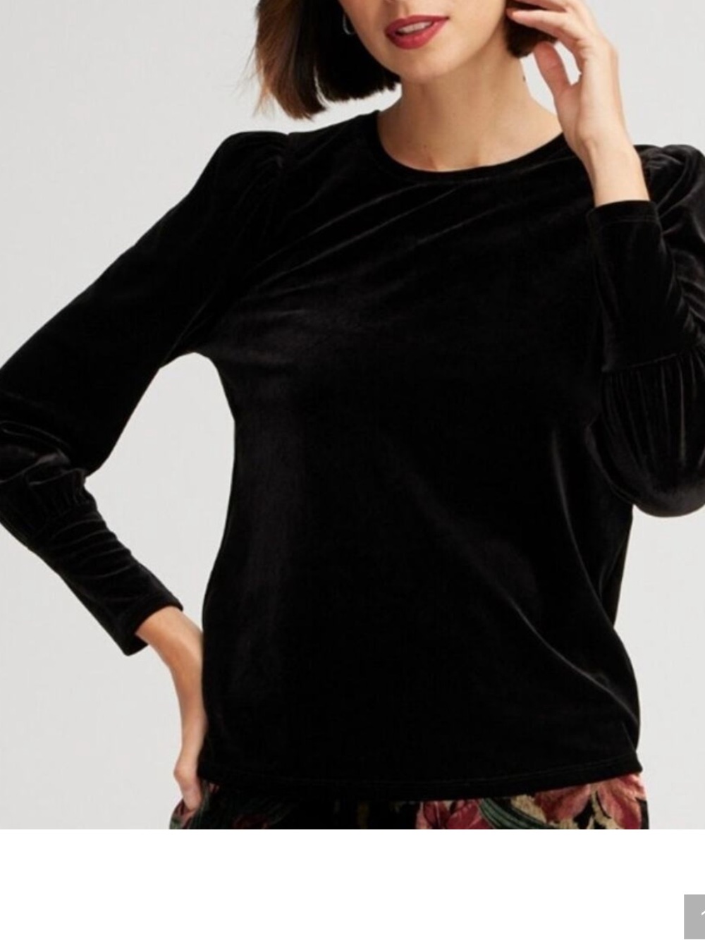 Chico’s Velvet Velour Puff Sleeve Top